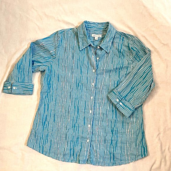 Coldwater Creek Tops - Coldwater Creek Button down Gingham blouse, sz 2X